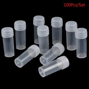 100шт маленьких бутылочек для лекарств Пластиковые бутылочки Флаконы для порошка, разделенные на бутылки для жидкой пластиковой упаковки объемом 5 мл
