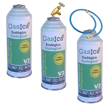 3 бутылки органического газа Gas V2 226Gr + клапан + сменный шланг R22, R32, R407C, R410A Замораживание органического