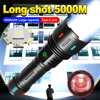 5000 мАч Ультра мощный лазерный светодиодный фонарик USB Перезаряжаемый светодиодный фонарь 18650 26650 Zoom Тактический фонарь Long Shot Охотничий фонарь