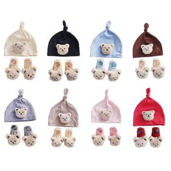Дышащая детская шапочка с узлом, защитная шапочка и набор носков, подарок для душа для ребенка