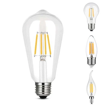 Светодиодная лампа Edison E27 / E14 Винтажная светодиодная лампа 220V 4W Теплый Белый Вольфрам Прозрачное стекло 360 Градусов Энергосбережение Безопасность