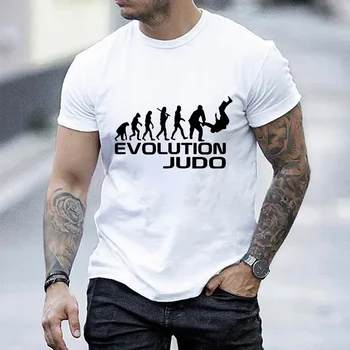 Футболки для мужчин Evolution of Judo Классические Графические Футболки С коротким рукавом Футболки Оверсайз Топы Футболки Evolution of Judo Мужские футболки
