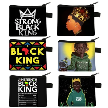 Черный Королевский Кошелек Для Монет Afro Boys Wallet Africa Pattern Coin Денежные Мешки С Монетами Маленькая Сумочка Детский Кошелек Карты Брелок Держатель Сумка Подарок
