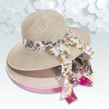 Шляпы с плоским козырьком и бантом из ленты, защита от ультрафиолета с помощью шнурка от ветра, пляжная кепка для девочек, женская солнцезащитная шляпа, соломенные шляпы с широкими полями