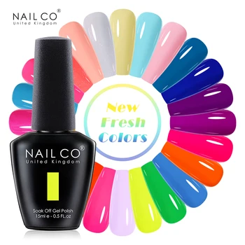 NAILCO 15 мл Летний гель-лак для ногтей, дизайн ногтей, Очевидный Свежий УФ / светодиодный гель для ногтей, серия флуоресцентных цветов, Блестящий Маникюрный набор