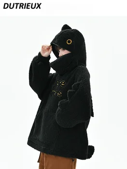 Высококачественная черная кашемировая толстовка, пуловер, толстовка с капюшоном, женская повседневная куртка свободного кроя с капюшоном, новинка 2023 года, женская одежда