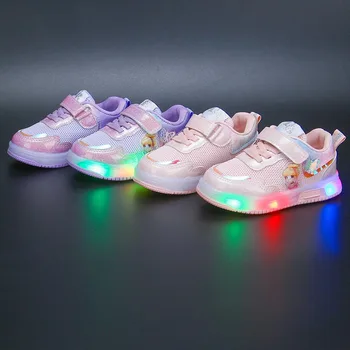 Детская обувь 2023, Весна и осень, светодиодные светящиеся кроссовки, светящиеся детские туфли для девочек, Разноцветные Бриллианты, Мультяшная детская обувь