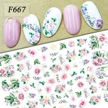 Набор аксессуаров для ногтей с 3D-наклейками в виде цветов, ретро-фольгой и листьями для летнего маникюра