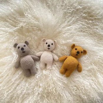 Реквизит для фотосессии новорожденных ручной вязки медведь студийный фон для фотосъемки подходящая кукла для реквизита для новорожденных